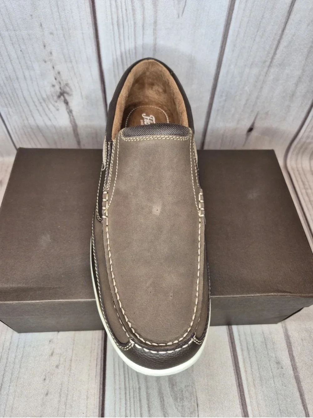 Florsheim Men's Size 13W Lakeside Slip-On Boat Shoe Brown Nubuck 13158